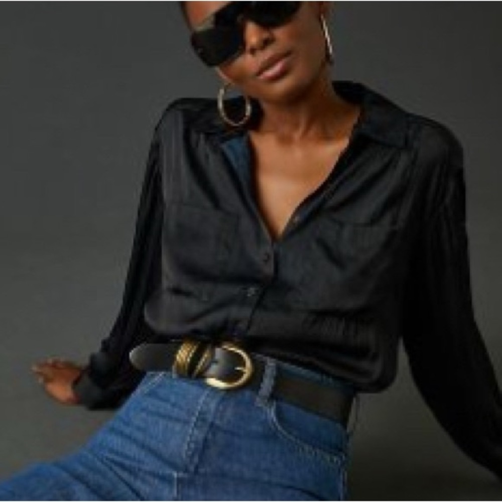 Black Satin Blouse
